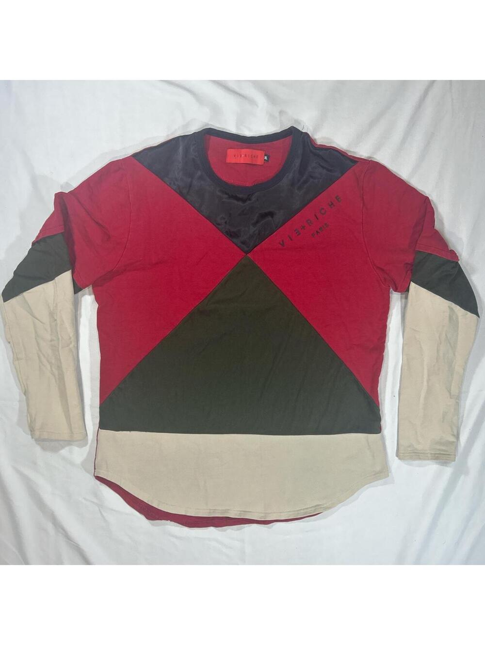 Vie+Riche Paris long sleeve color block streetwear tee.